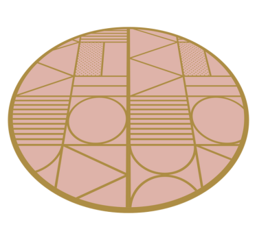 Arany és rózsaszín geometriai formák körkörös szőnyeg - TenStickers