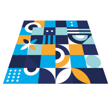 Geometrikus színes formák vinil szőnyeg csempe hatás - TenStickers