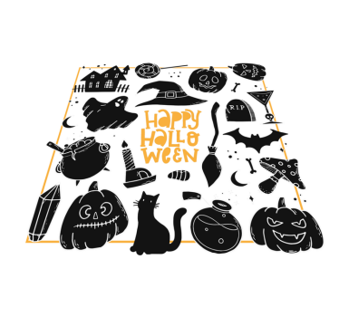 Boldog halloween fekete firka kör alakú szőnyeg - TenStickers
