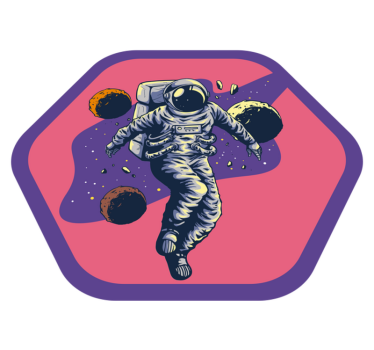 Kézzel rajzolt űrhajós repülő stílusú hálószobai szőnyeg - TenStickers