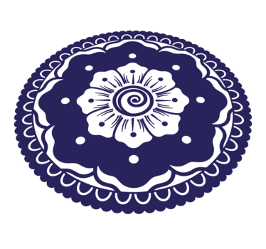 Sötétkék virágkötészet vinil szőnyeg mandala - TenStickers
