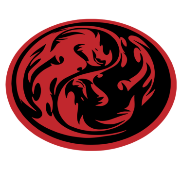Fekete és piros sárkány yin yang kör alakú szőnyeg - TenStickers