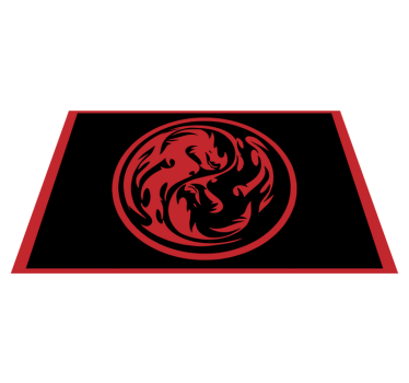 Fekete és piros sárkány yin yang téglalap alakú vinil szőnyeg - TenStickers