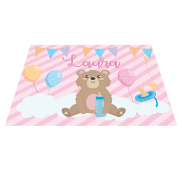 ünnepi medve névvel vinil szőnyeg óvodák - TenStickers