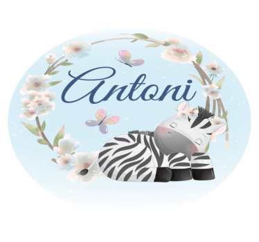 Névvel ellátott bébi zebra vinil szőnyeg óvodák - TenStickers