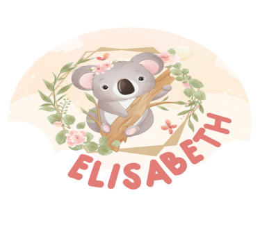 Aranyos állatok koala névvel körkörös szőnyeg - TenStickers
