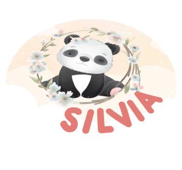 Aranyos panda művészet vinil szőnyeg nevekkel - TenStickers
