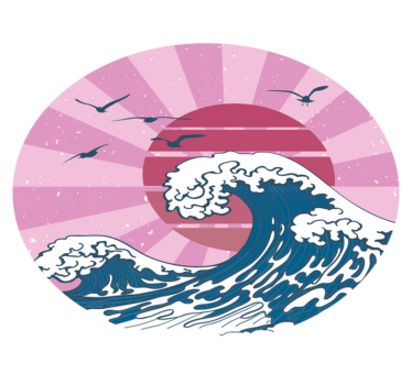 Kanagawa rózsaszín hullám vinil szőnyeg geometriai - TenStickers