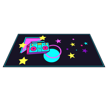80-as évek stílusú, színes boombox formájú retro szőnyeggel - TenStickers