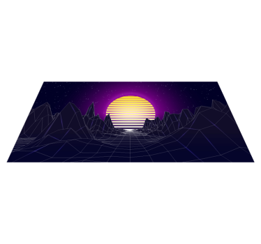 Retro futurisztikus táj vinil szőnyeg modern - TenStickers