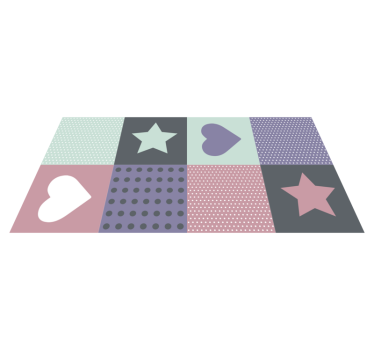 vinil szőnyeg gyerekek patchwork szív csillag - TenStickers