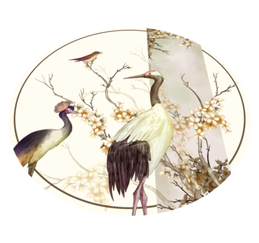 Gallyak és madarak chinoiserie állatmintás szőnyegek - TenStickers