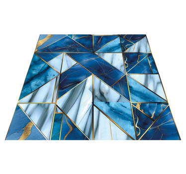 Geometrikus kék márvány arany hatású vinil szőnyeg - TenStickers