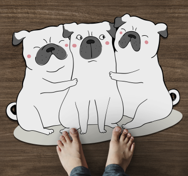 3 barátságos mopsz állati vinilszőnyeg - TenStickers