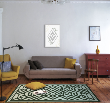 Zöld geometrikus minták vinil szőnyeg skandináv - TenStickers