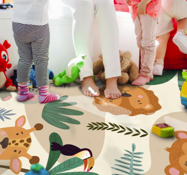 Gyerekek nordic jungle animals kids vinyl szőnyeg - TenStickers