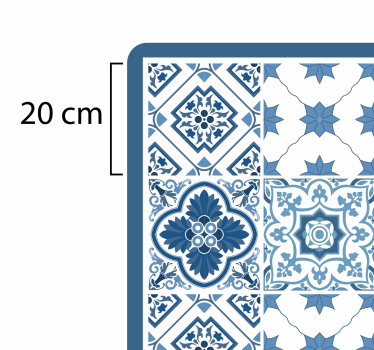 Kék és szürke virágos portugál fürdőszoba vinil padló - TenStickers