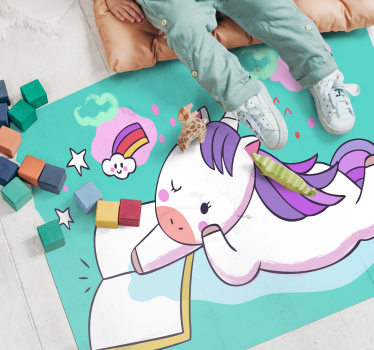 Olvasás egyszarvú vinil szőnyeg gyerekek - TenStickers