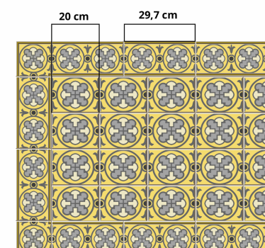 Vinil szőnyeg konyhai szürke tónusok és sárga csempe szőnyeg - TenStickers