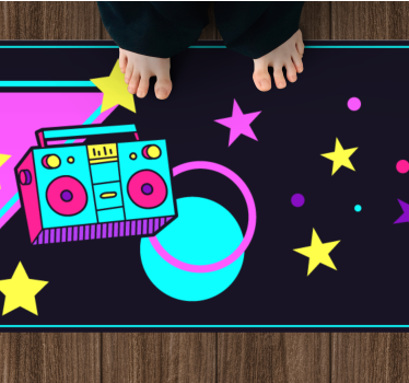 80-as évek stílusú, színes boombox formájú retro szőnyeggel - TenStickers
