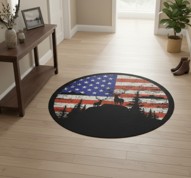 Amerikai zászlós hegy sziluett vinil szőnyeg természet - TenStickers