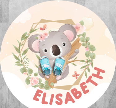 Aranyos állatok koala névvel körkörös szőnyeg - TenStickers