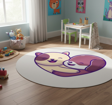 Aranyos állatos ölelés vinil szőnyeg állat - TenStickers