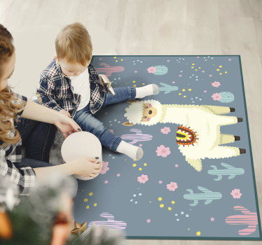 Aranyos boldog láma állati szőnyeg - TenStickers