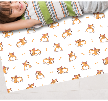 Aranyos corgi karakterek vinil szőnyeg gyerekek - TenStickers
