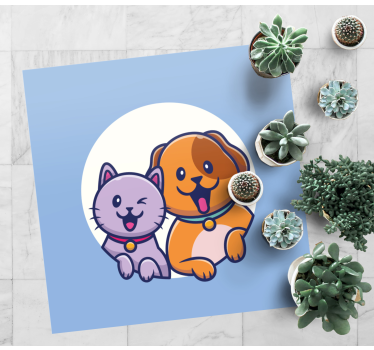 Aranyos kisállat páros vinil szőnyeg állat - TenStickers