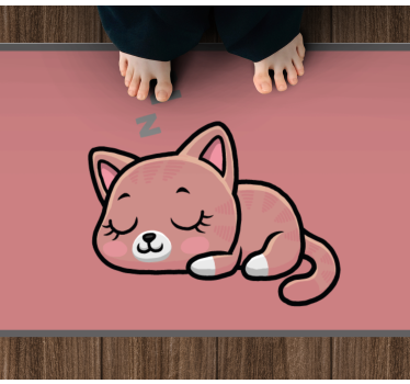 Aranyos macska alszik rajzfilm állati szőnyeg - TenStickers
