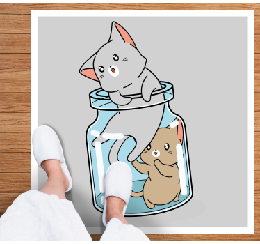 Aranyos macskák üvege vinil szőnyeg állat - TenStickers