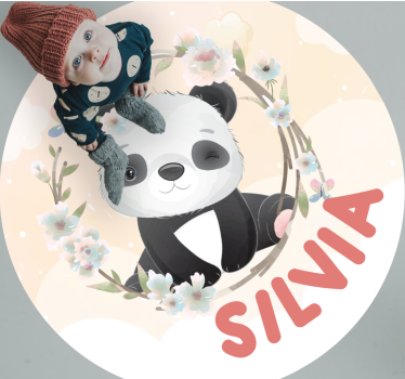 Aranyos panda művészet vinil szőnyeg nevekkel - TenStickers
