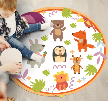 Aranyos rajzfilm állatkert állatok állati szőnyeg - TenStickers