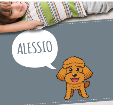 Boldog uszkár kölyökkutya Vinil szőnyeg nevekkel - TenStickers