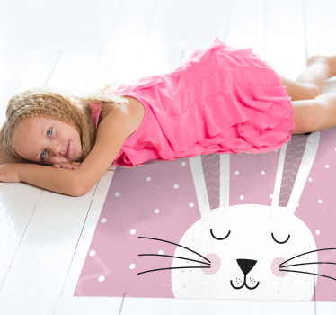 Aranyos rózsaszín nyuszi gyerekek vinil szőnyeg - TenStickers