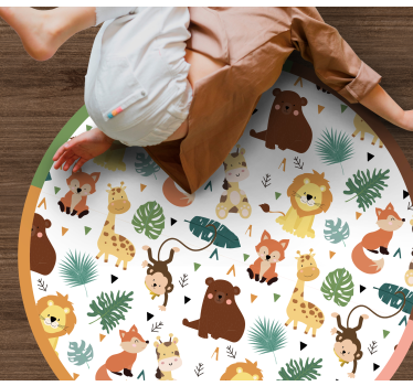 Aranyos vadállatok levelekkel állati szőnyeg - TenStickers