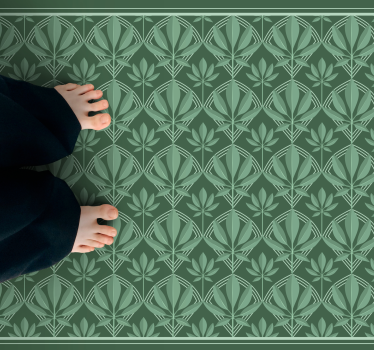 Art deco kis üveg zöld levelek csempe szőnyeg - TenStickers