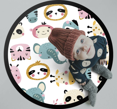 Színes szafari állatok vinil szőnyeg gyerekek - TenStickers