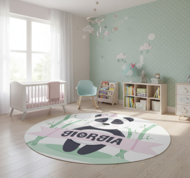 Bébi panda lány névvel vinil szőnyeg állat - TenStickers