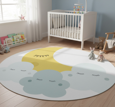 Boldog hold és felhő alvás vinil szőnyeg gyerekek - TenStickers