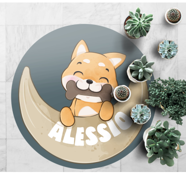 Kiskutya csonttal és névvel vinil szőnyeg mások - TenStickers