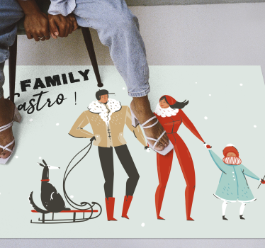 Személyre szabott téli család Vinil szőnyeg nevekkel - TenStickers