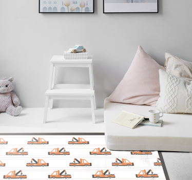 Csíkos piros teherautó gyerek vinyl szőnyeg - TenStickers