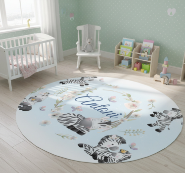 Névvel ellátott kis zebra vinil szőnyeg állat - TenStickers