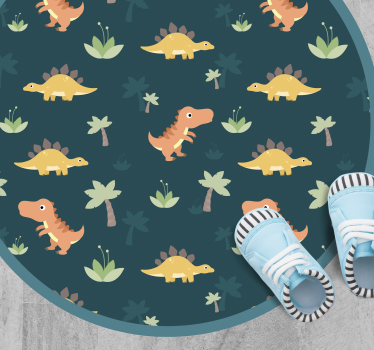Dinoszaurusz kör alakú vinil szőnyeg gyerekek - TenStickers