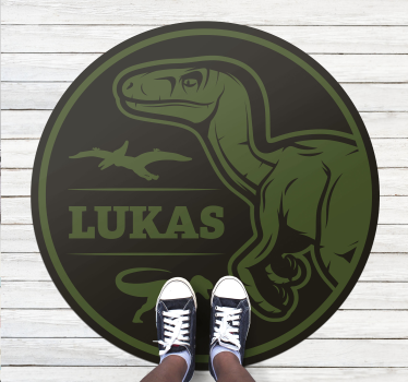 Dinoszaurusz raptor szöveggel állati szőnyeg - TenStickers