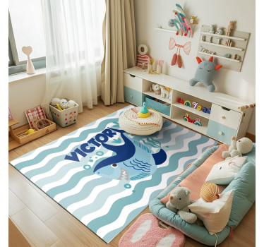 Egyedi cápa illusztráció Vinil szőnyeg nevekkel - TenStickers
