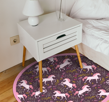 Egyszarvú mintás kör vinil szőnyeg állat - TenStickers