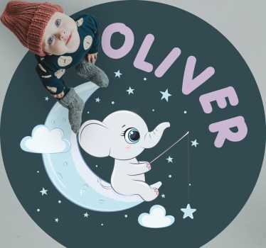 Elefánt a holdon névvel vinil szőnyeg óvodák - TenStickers